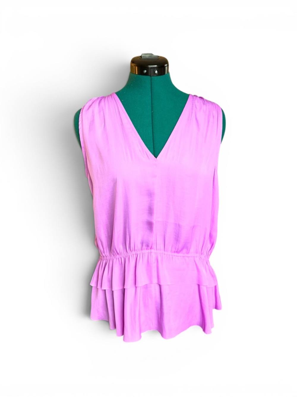 Banana Republic Light Pink V-Neck Peplum Blouse with Cream Open Cardigan - Picture 3 of 12